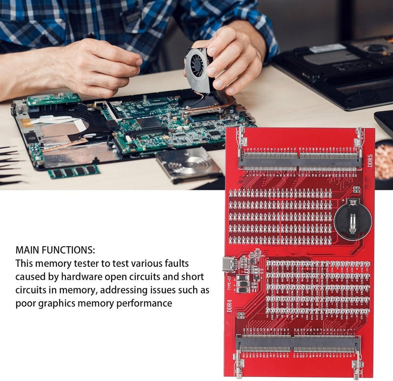 Wal front 2 in 1 Slot RAM Memory Diagnostic Tester Card DDR5 DDR4 Memory Tester with LED Light for Laptop Desktop and Server Computers for DDR5 DDR4 Memory Maintenance - Image 2